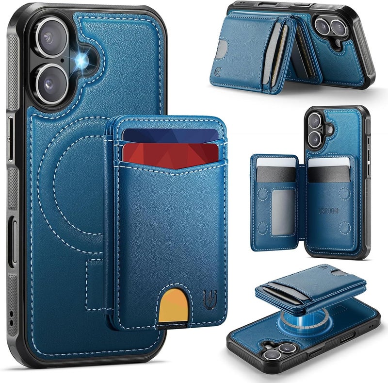 Usroom for iPhone 17 Detachable Wallet Case with Card Holder, 2 in 1 RFID Blocking Credit Slots Kickstand Shockproof Phone Wallet for iPhone 17 6.3" Blue - Image 1